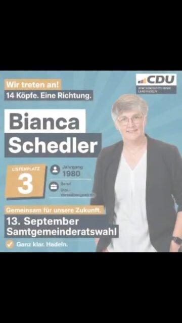 👥 Die richtige Wahl! Unser Team für Wahlbereich 2!

Am 13. September treten wir mit einem starken Team für euch zur Kommunalwahl an: Frauen und Männer, verschiedene Altersgruppen und Berufsgruppen – mit viel Erfahrung und frischer Motivation. 💪

Was uns verbindet: Wir wollen Verantwortung übernehmen und unsere Samtgemeinde Land Hadeln gemeinsam weiter voranbringen.

Unsere Schwerpunkte:
🏡 Lebensqualität erhalten und weiterentwickeln
💼 Wirtschaft stärken und gute Rahmenbedingungen schaffen
🛡️ Sicherheit stärken – auch mit Blick auf Klimafolgenanpassung sowie Zivil- und Katastrophenschutz
🏛️ Moderne Verwaltung, die Dienstleister für Bürgerinnen und Bürger sowie unsere Unternehmen ist
💶 Stabile Finanzen als Grundlage für eine verlässliche Politik

Wir stehen für die Eigenständigkeit unserer Gemeinden und der Stadt Otterndorf und für ein starkes Ehrenamt, das unsere Region zusammenhält. 🤝

Wir setzen auf euer Vertrauen und werben um drei Stimmen für die CDU und unsere Kandidatinnen und Kandidaten! 🗳️

AnpackenFürHadeln!
#CDULandHadeln #Kommunalwahl2026 #BesserFürHadeln
