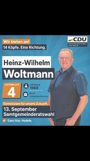 👥 Die richtige Wahl! Unser Team für Wahlbereich 1!

Am 13. September treten wir mit einem starken Team für euch zur Kommunalwahl an: Frauen und Männer, verschiedene Altersgruppen und Berufsgruppen – mit viel Erfahrung und frischer Motivation. 💪

Was uns verbindet: Wir wollen Verantwortung übernehmen und unsere Samtgemeinde Land Hadeln gemeinsam weiter voranbringen.

Unsere Schwerpunkte:
🏡 Lebensqualität erhalten und weiterentwickeln
💼 Wirtschaft stärken und gute Rahmenbedingungen schaffen
🛡️ Sicherheit stärken – auch mit Blick auf Klimafolgenanpassung sowie Zivil- und Katastrophenschutz
🏛️ Moderne Verwaltung, die Dienstleister für Bürgerinnen und Bürger sowie unsere Unternehmen ist
💶 Stabile Finanzen als Grundlage für eine verlässliche Politik

Wir stehen für die Eigenständigkeit unserer Gemeinden und der Stadt Otterndorf und für ein starkes Ehrenamt, das unsere Region zusammenhält. 🤝

Wir setzen auf euer Vertrauen und werben um drei Stimmen für die CDU und unsere Kandidatinnen und Kandidaten! 🗳️

AnpackenFürHadeln!
#CDULandHadeln #Kommunalwahl2026 #BesserFürHadeln